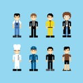 Pixel people avatar set Royalty Free Stock Photo