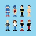 Pixel people avatar set