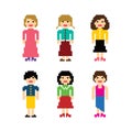 Pixel people avatar set Royalty Free Stock Photo