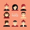 Pixel people avatar set Royalty Free Stock Photo