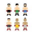 Pixel people boxer avatar set Royalty Free Stock Photo