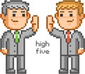 Pixel people and friendly high five