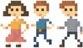 Pixel people for old game layout vector illustration. Design for mobile app, computer game