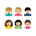 Pixel people woman avatar set Royalty Free Stock Photo