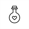 Pixel perfect black thin line icon of a healing heart potion. Editable stroke vector 64x64 pixel. Scale 5000% preview. RPG elixir