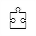 Pixel perfect black thin line icon of a simple jigsaw piece. Editable stroke vector 64x64 pixels. Scale 5000% preview. Puzzle game