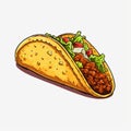 Hand Drawn Cartoon Style Taco Illustration