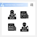 Pixel perfect glyph style journalism icons Royalty Free Stock Photo