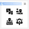 Pixel perfect glyph style journalism solid icons set Royalty Free Stock Photo