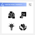 Pixel perfect glyph style soft skills icons set Royalty Free Stock Photo