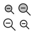 Pixel-perfect linear icon of decrease magnifying glass