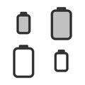 Pixel-perfect linear icon of electric battery full discharge