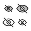 Pixel-perfect linear icon of eye crossed out