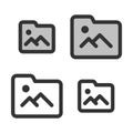 Pixel-perfect linear icon of a folder for image files