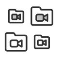 Pixel-perfect linear icon of a folder for video files
