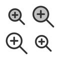 Pixel-perfect linear icon of increase magnifying glass