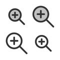 Pixel-perfect linear icon of increase magnifying glass