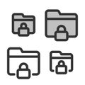 Pixel-perfect linear icon of a locked folder
