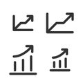 Pixel-perfect linear icons of a graph with ascending arrows