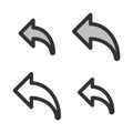 Pixel-perfect linear left curved arrow