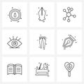 Pixel Perfect Set of 9 Vector Line Icons such as bootleg, fashion, network, clothes, beauty