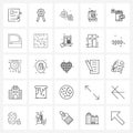 Pixel Perfect Set of 25 Vector Line Icons such as car, business, gears, shopping, travelling