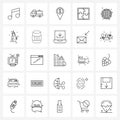 Pixel Perfect Set of 25 Vector Line Icons such as earth, world, map navigation, globe, solution Royalty Free Stock Photo