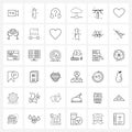 Pixel Perfect Set of 36 Vector Line Icons such as education, storage, headphone, share, connection