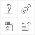 Pixel Perfect Set of 4 Vector Line Icons such as electric, fire stick, idea, meal, safety