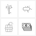 Pixel Perfect Set of 4 Vector Line Icons such as hammer, desert, tools, left, India Royalty Free Stock Photo