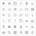 Pixel Perfect Set of 36 Vector Line Icons such as internet, map, talk, globe, profile Royalty Free Stock Photo