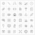 Pixel Perfect Set of 36 Vector Line Icons such as knife, crime, mirror, disable, circle