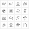 Pixel Perfect Set of 16 Vector Line Icons such as online, internet, photo, financial, medical