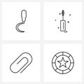 Pixel Perfect Set of 4 Vector Line Icons such as plant cutter, stationary, cosmetics, mascara, coin
