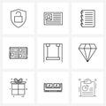 Pixel Perfect Set of 9 Vector Line Icons such as playground, file, music, notebook, write