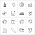 Pixel Perfect Set of 16 Vector Line Icons such as sale, write, disable, report, create