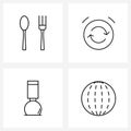 Pixel Perfect Set of 4 Vector Line Icons such as spoon, cosmetic, crockery, time, nail