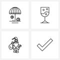 Pixel Perfect Set of 4 Vector Line Icons such as umbrella; Christmas; dollar; home; interface Royalty Free Stock Photo