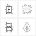 Pixel Perfect Set of 4 Vector Line Icons such as window, file type, wind, weather, deem