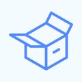 Open carton box icon for website UI design. Round and thin vector illustration of the inventory box.