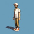 Dynamic Figure Studies: Pixel Art Of A Man In A Beanie And Sneakers