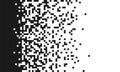 Pixels scattered, dissolve.