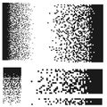 Pixels scattered, dissolve.