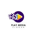 pixel play media logo design template. play icon symbol designs Royalty Free Stock Photo