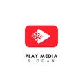 pixel play media logo design template. play icon symbol designs