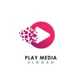 pixel play media logo design template. play icon symbol design