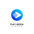 pixel play media logo design template. play icon symbol design