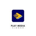 pixel play media logo design template. play icon symbol designs Royalty Free Stock Photo
