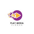 pixel play media logo design template. play icon symbol design Royalty Free Stock Photo