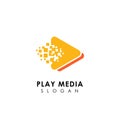 pixel play media logo design template. triangle play icon symbols